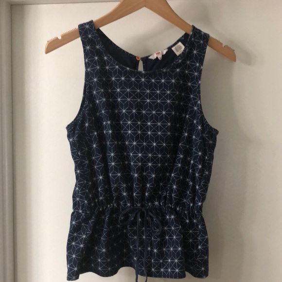 Levi’s 100% Cotton Sleeveless Navy Peplum Top - Picture 1 of 8